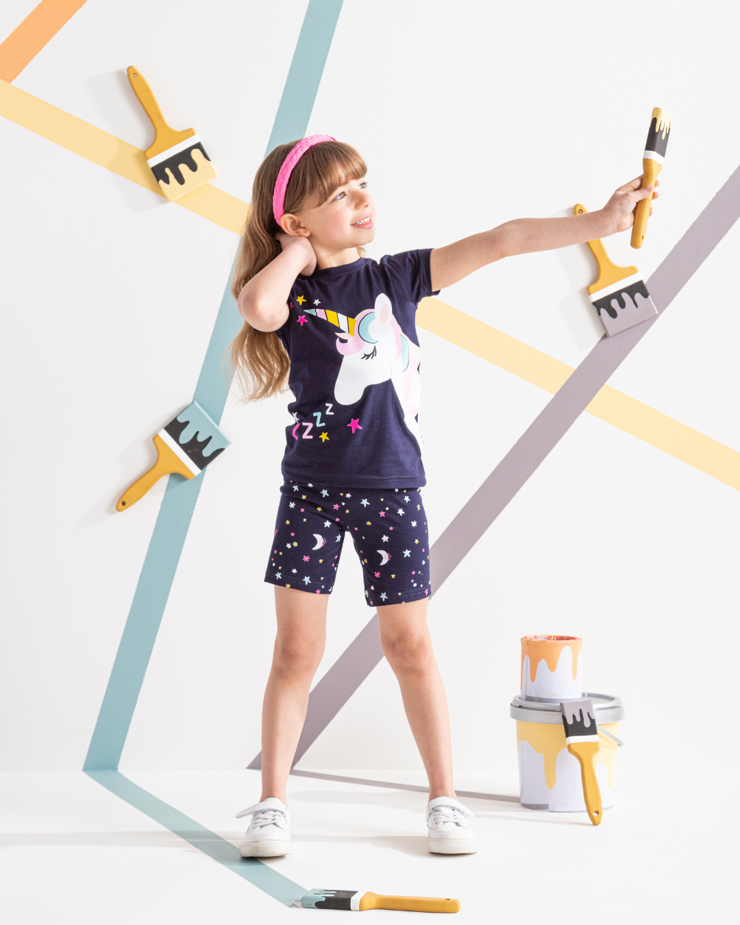 بيجاما بناتي يونيكورن شورت مطبوع نجوم