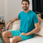 Men's pajama print on the chest shorts