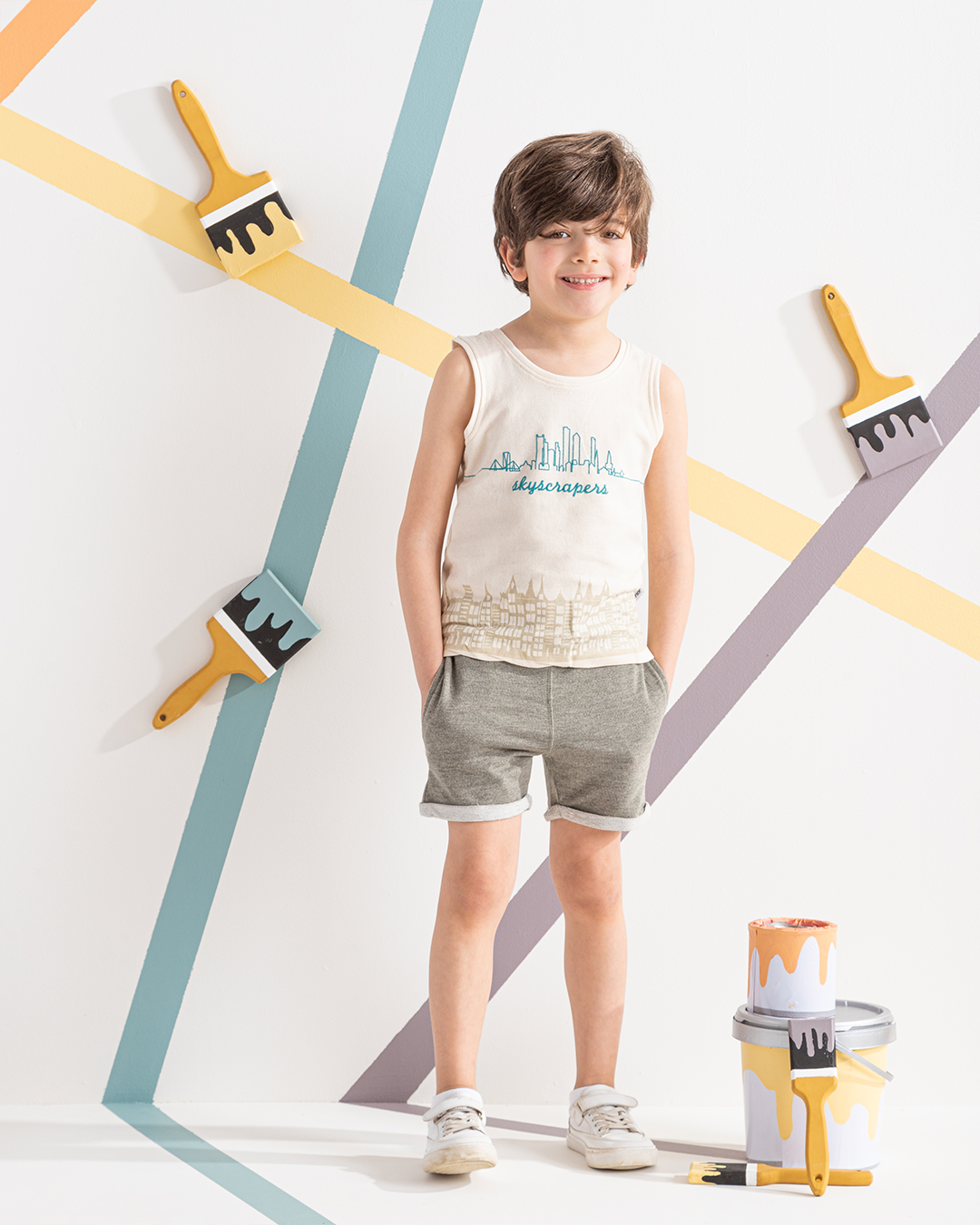 Sky scrapers بيجامه اولادي تيشرت كت و شورت