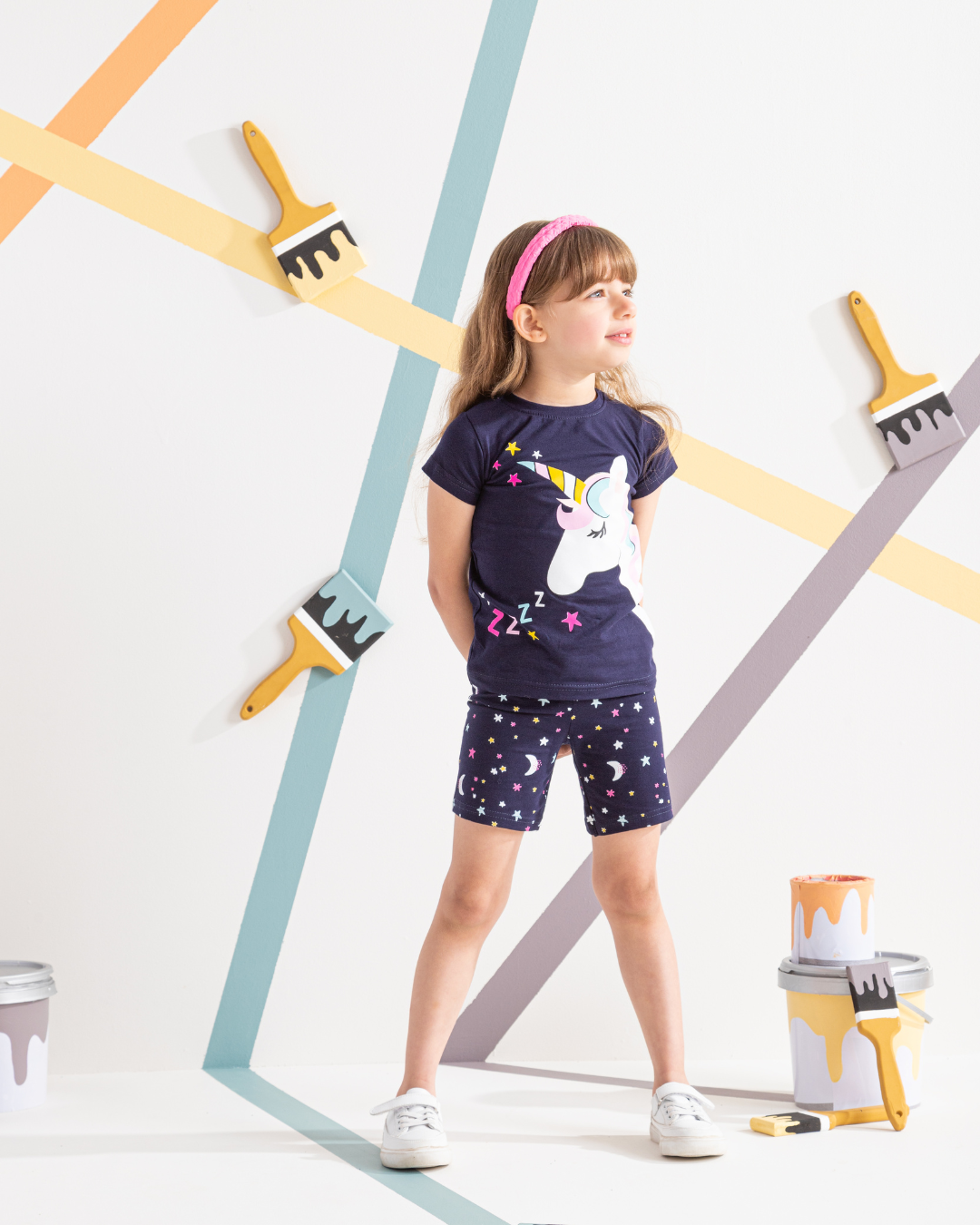 بيجاما بناتي يونيكورن شورت مطبوع نجوم