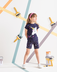 بيجاما بناتي يونيكورن شورت مطبوع نجوم