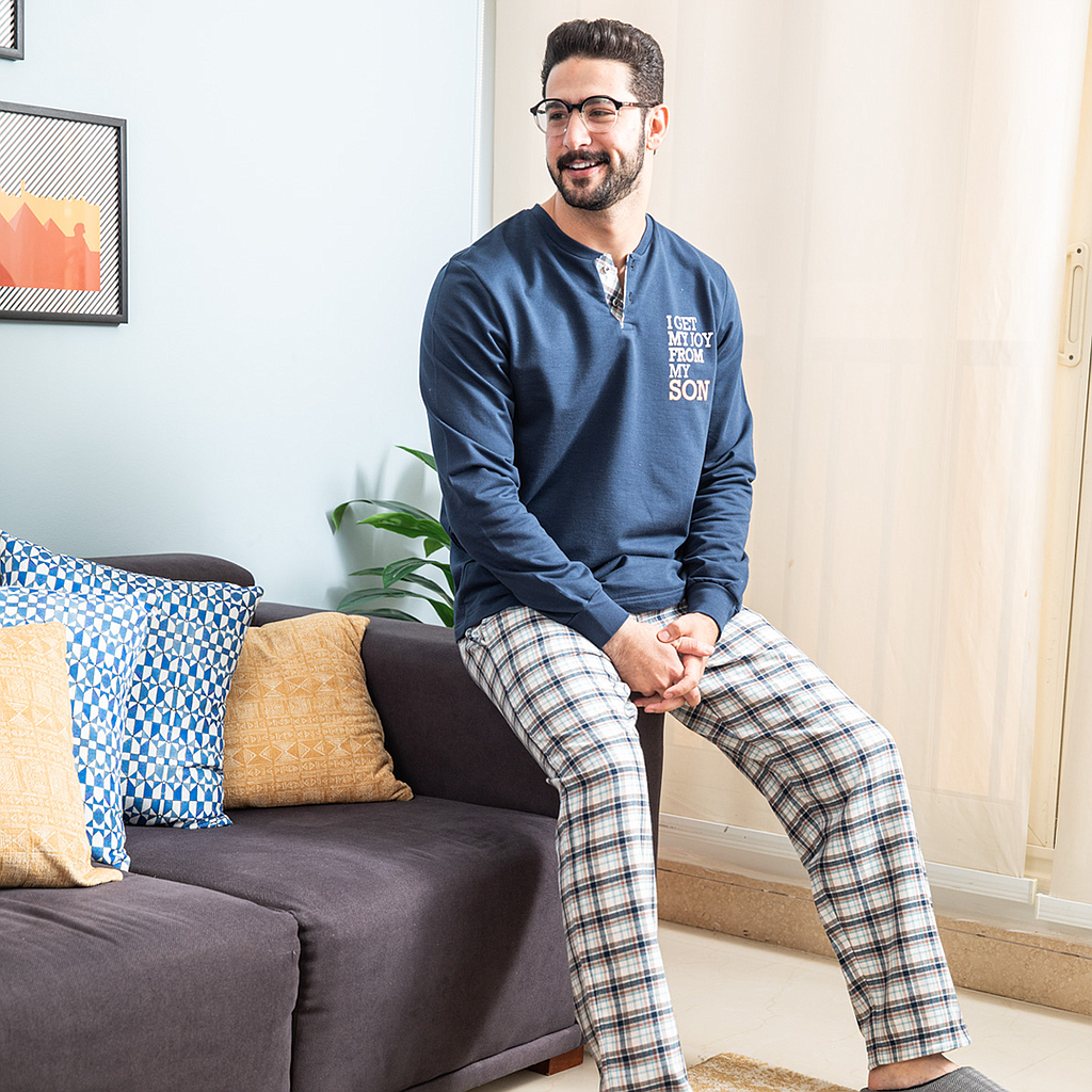 Joyful father pajama Men's pajama buttons 