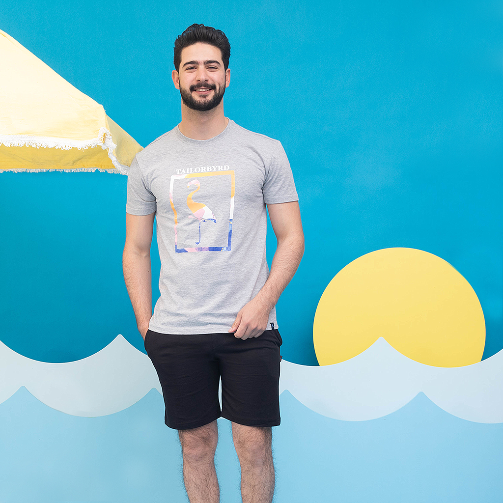 Square Flamingo pajama shorts for men