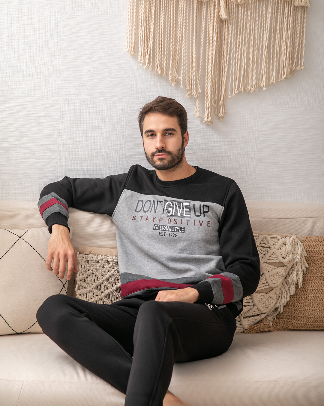 DON'T GIVE UP بيجامه رجالي راوند