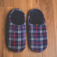 Men's slippers, red checks