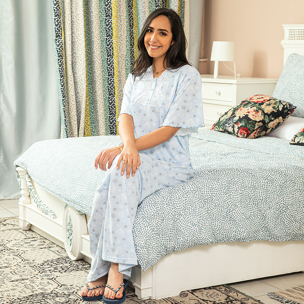 قميص نوم دواير وقلوب نص كم