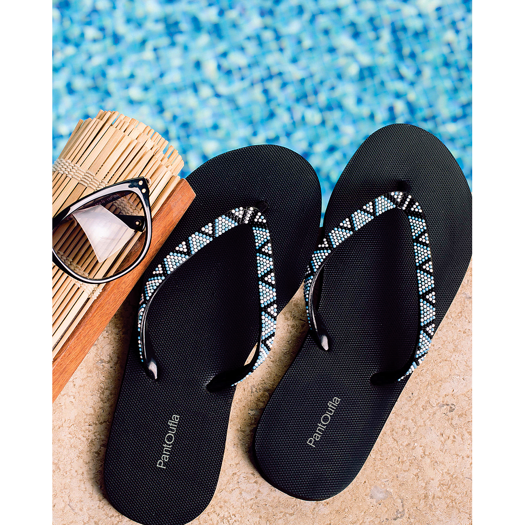 شبشب حريمي كلاسيك زجزاج ازرق