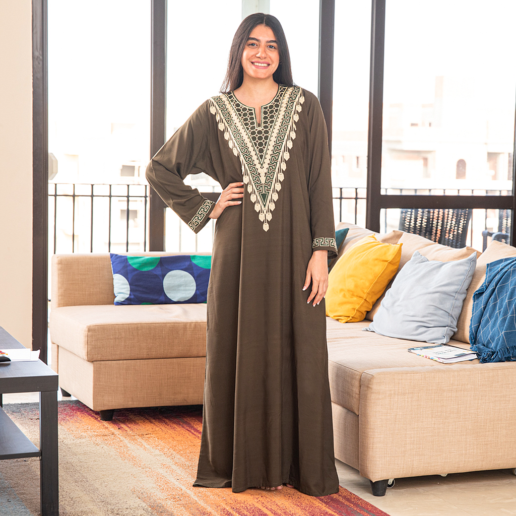 Viscose embroidered triangle H abaya 