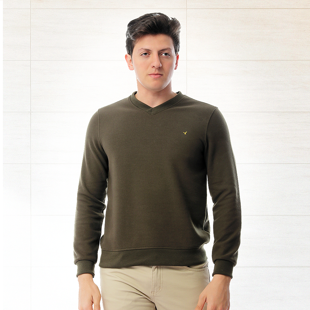 Plain V-cut sweatshirt