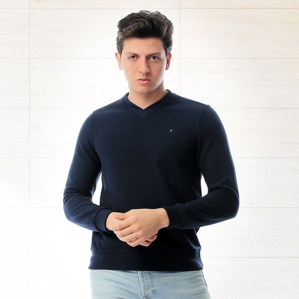 Plain V-cut sweatshirt