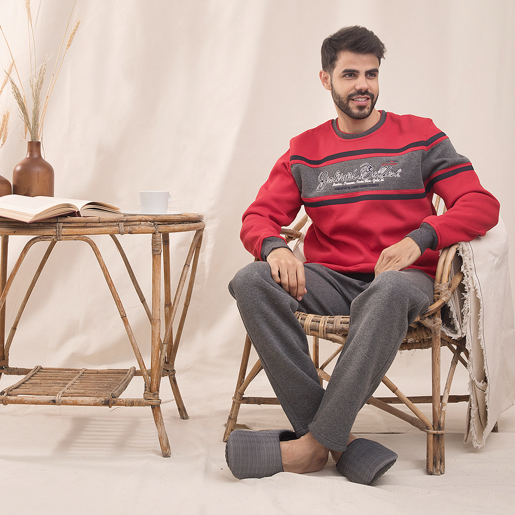 mexcico panama men's rhubarb embroidered pajamas