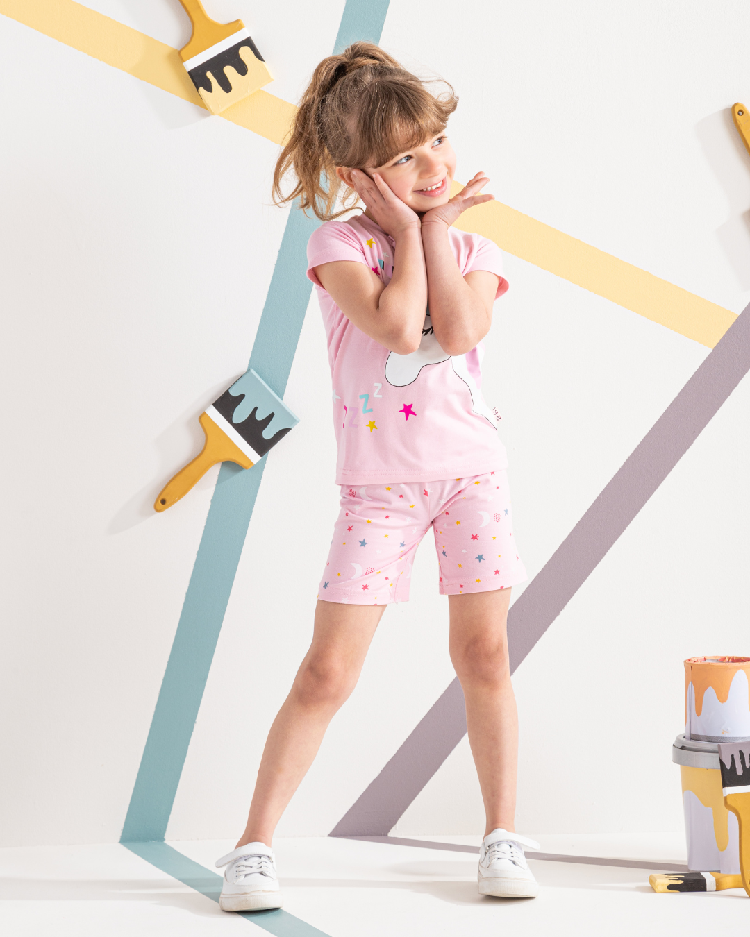بيجاما بناتي يونيكورن شورت مطبوع نجوم