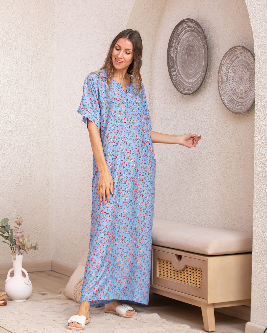 قميص فسكوز نص كم مشجر 87