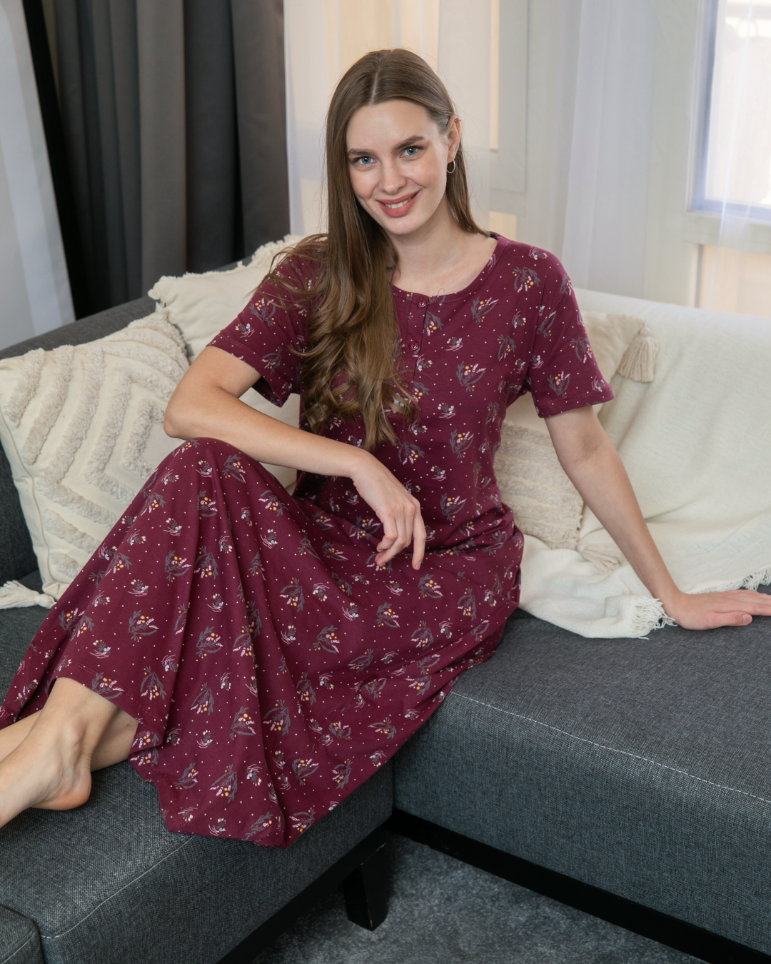 Women's shirt, half sleeves, rotary, branches