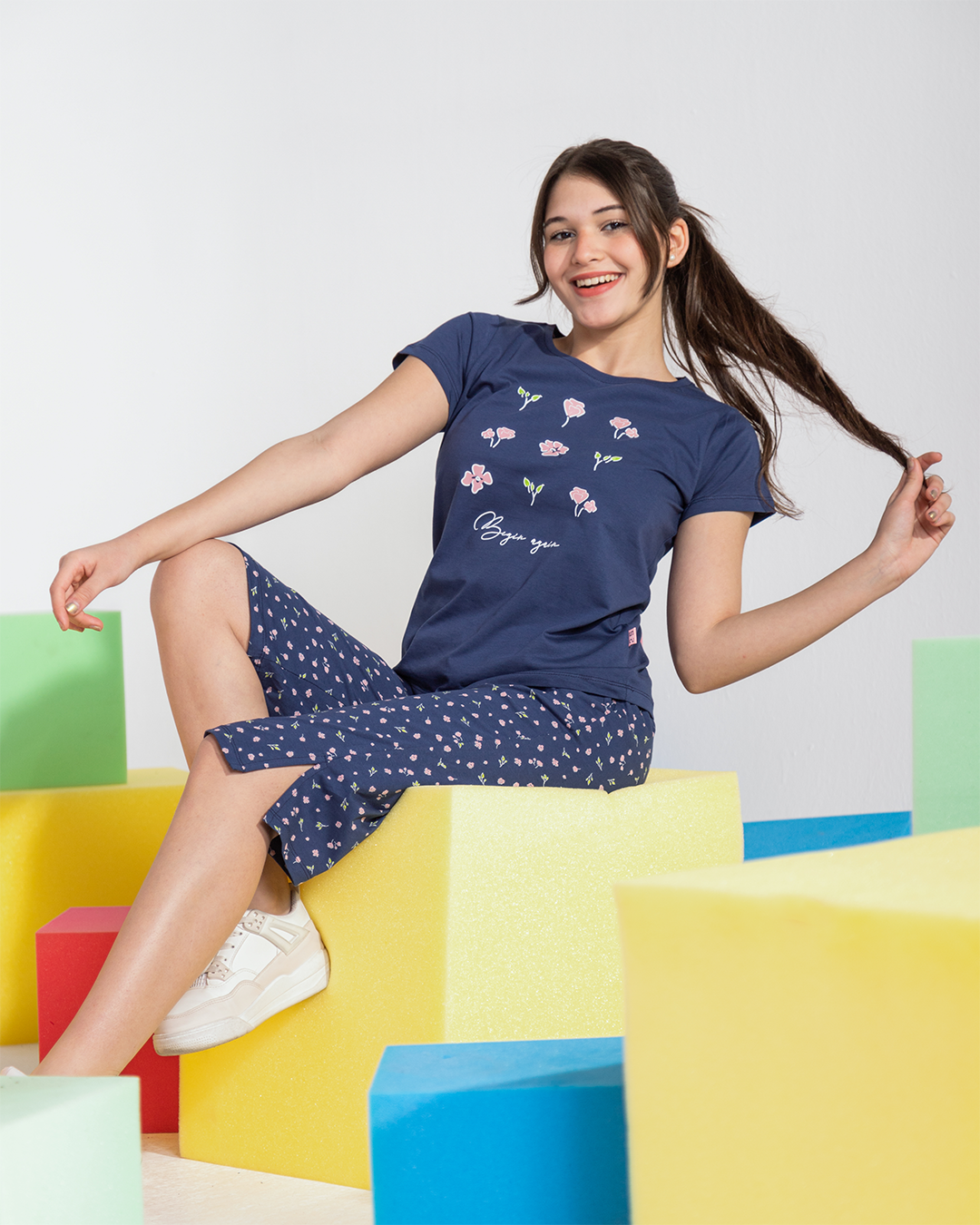 Begin again girls' junior pink pajamas