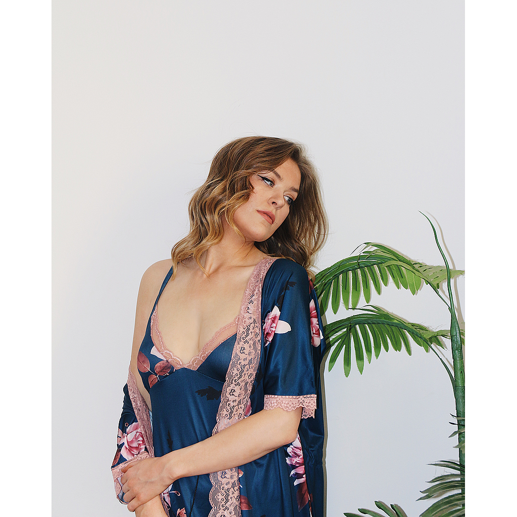 Women's Robe Set Floral Short Shirt