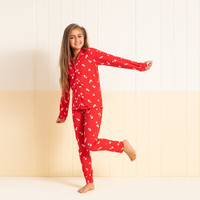 Rose pajamas with a buttoned garconette sleeve