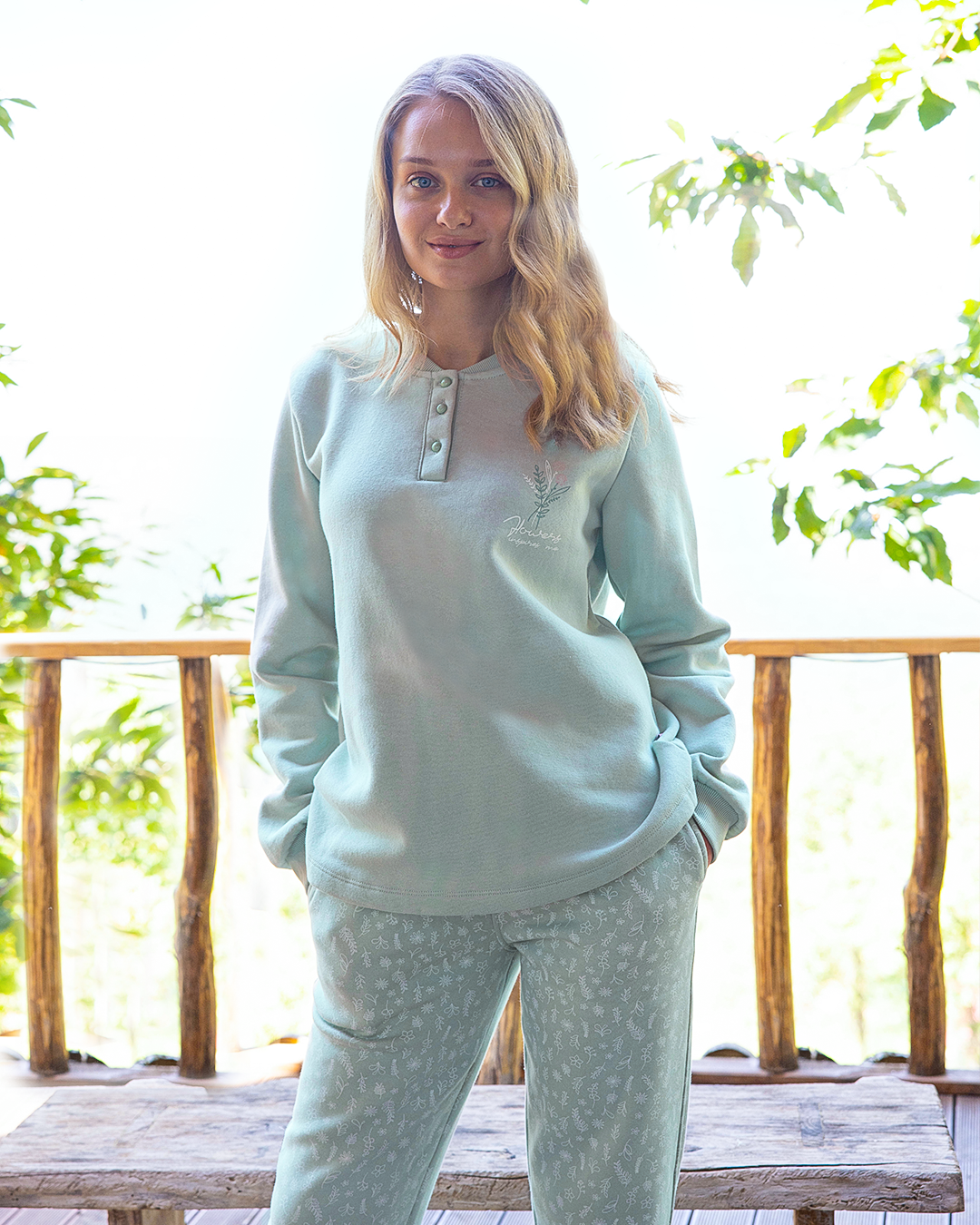 Flowers Inspire me Women's Solid Melton Pajama * Printed Melton