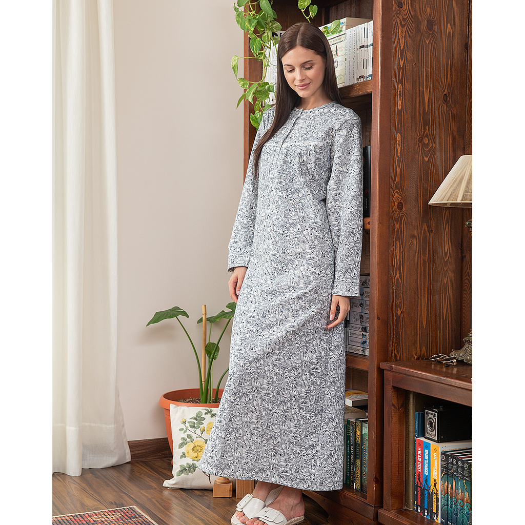 Women's nightgown with a pink Milton Rotary tablecloth