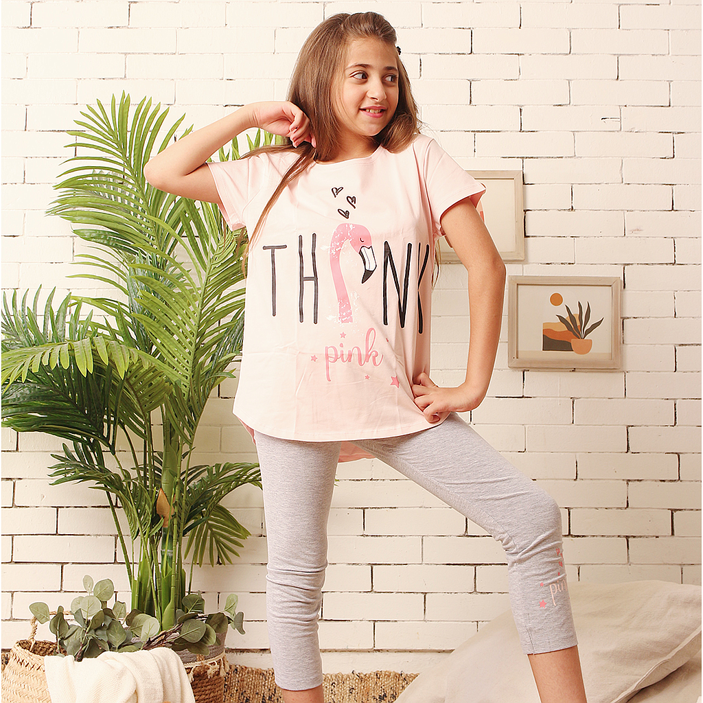 Think Pink girls' leggings pajamas 