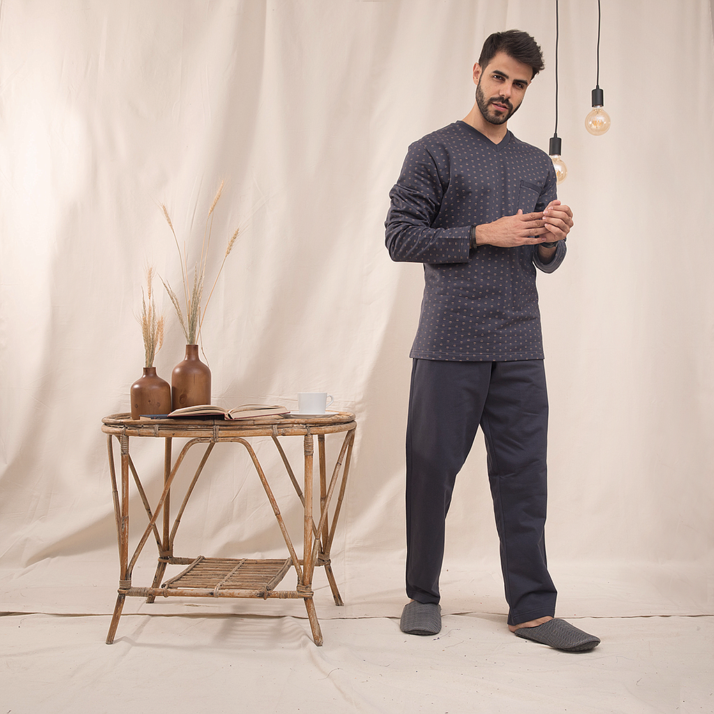 V crown print men's pajamas