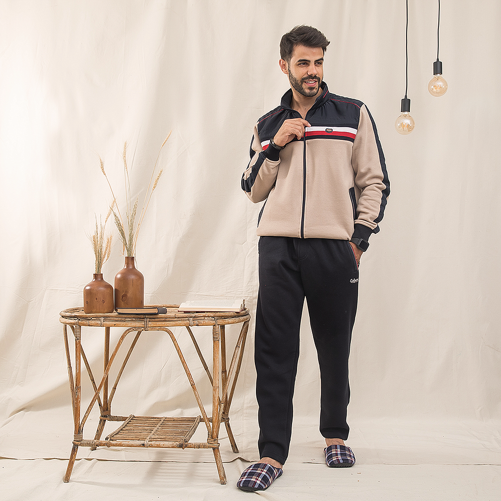 Men's Melton zipper pajamas