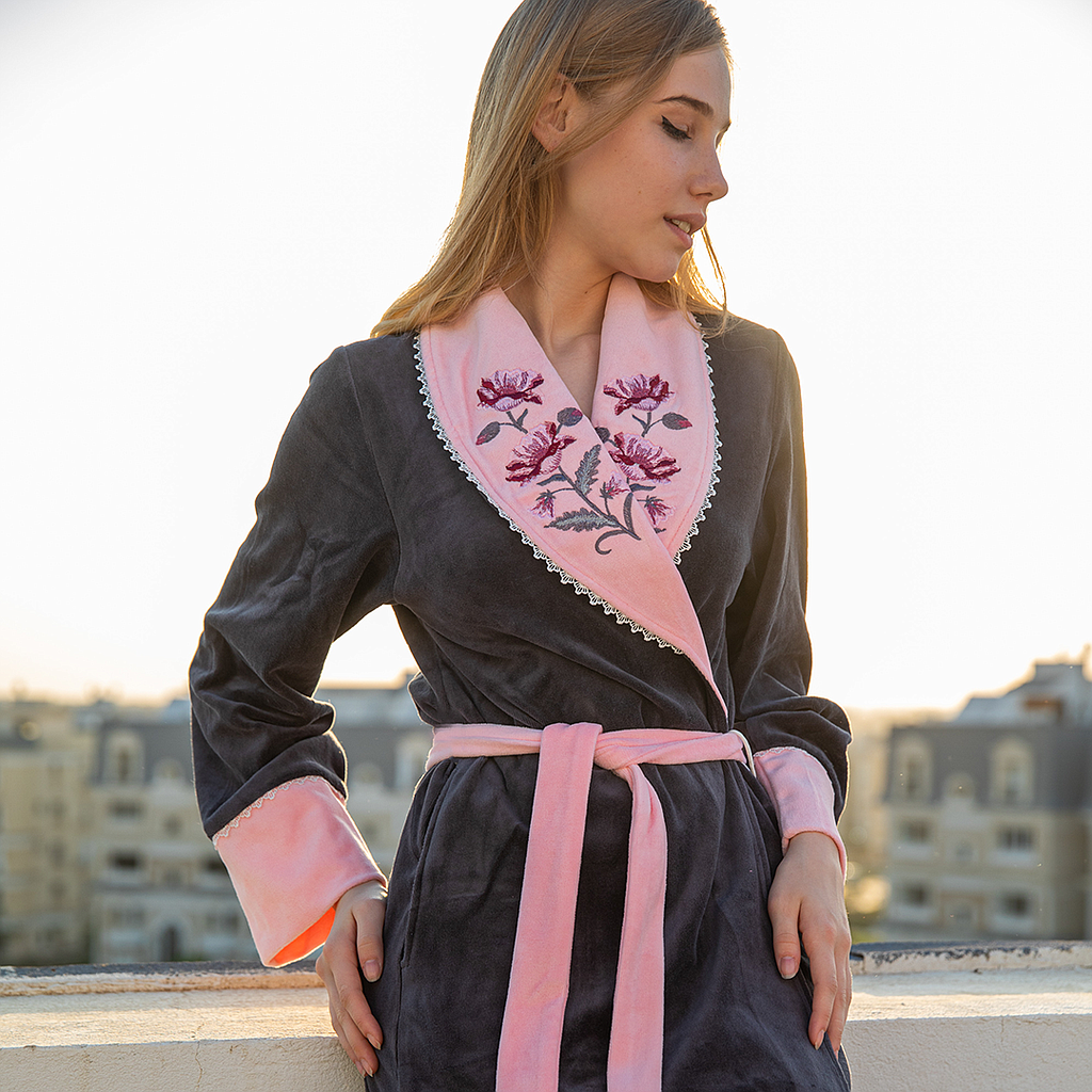 Women's robe rose on the chest