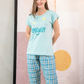 Women's pajamas, half sleeves, pentacourt print