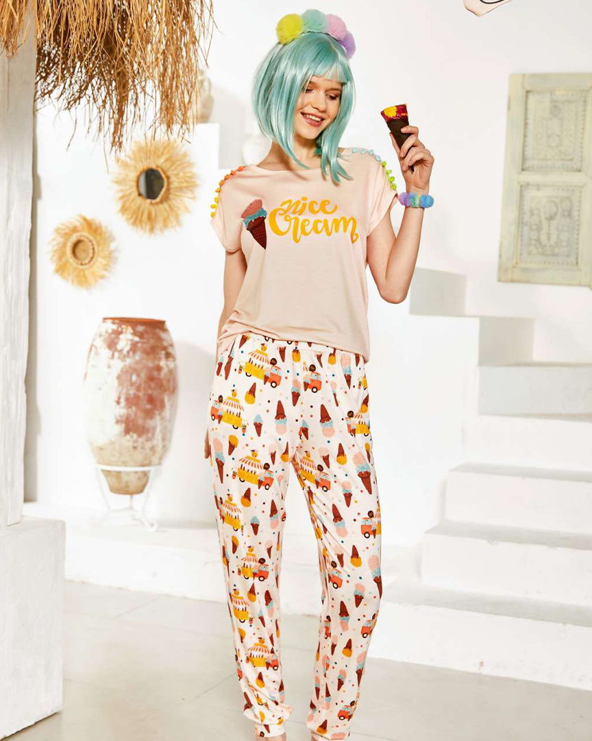 nice cream بيجامه حريمي بنطلون