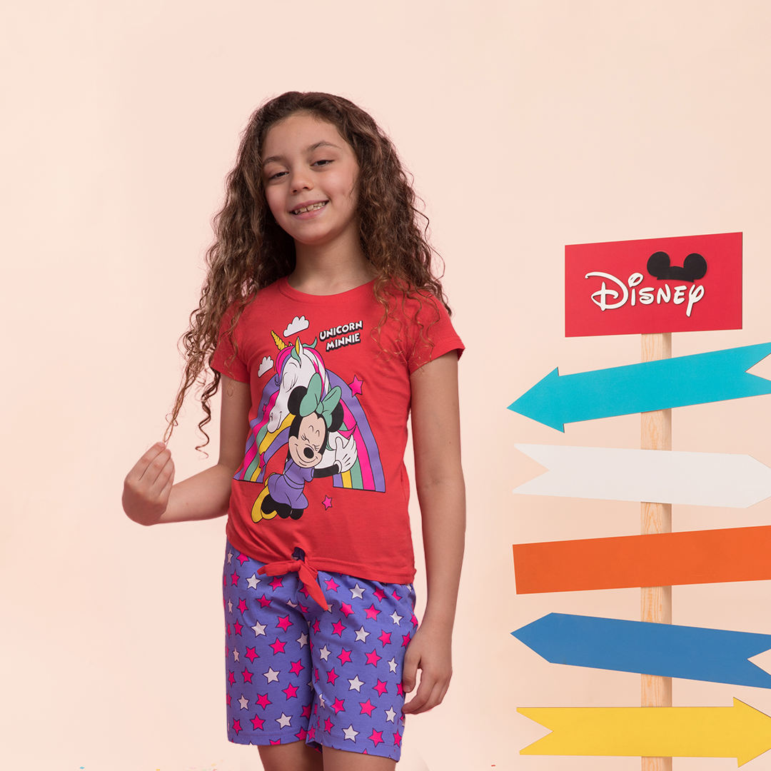 Unicorn Minnie بيجاما بناتي صيفي DS