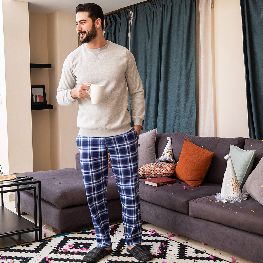 Men's Milton pajamas, check trousers