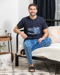 Men's pajamas, half sleeves, polo shirt, trousers