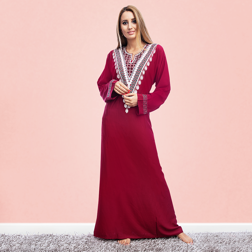 Viscose embroidered triangle H abaya 