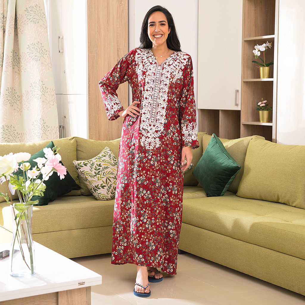 قميص فسكوزمشجر2 كم مطرز ورد