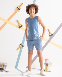 Never back down بيجامه اولادي كت و شورت