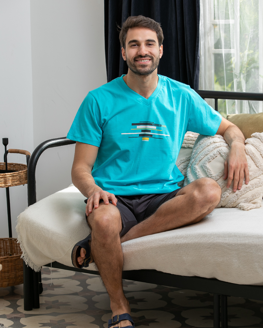 Classic بيجامه رجالي نص كم بنتاكور