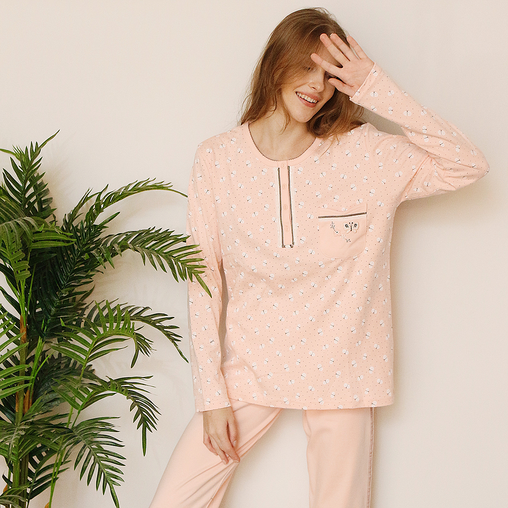 Butterfly polka dot pajamas with pocket