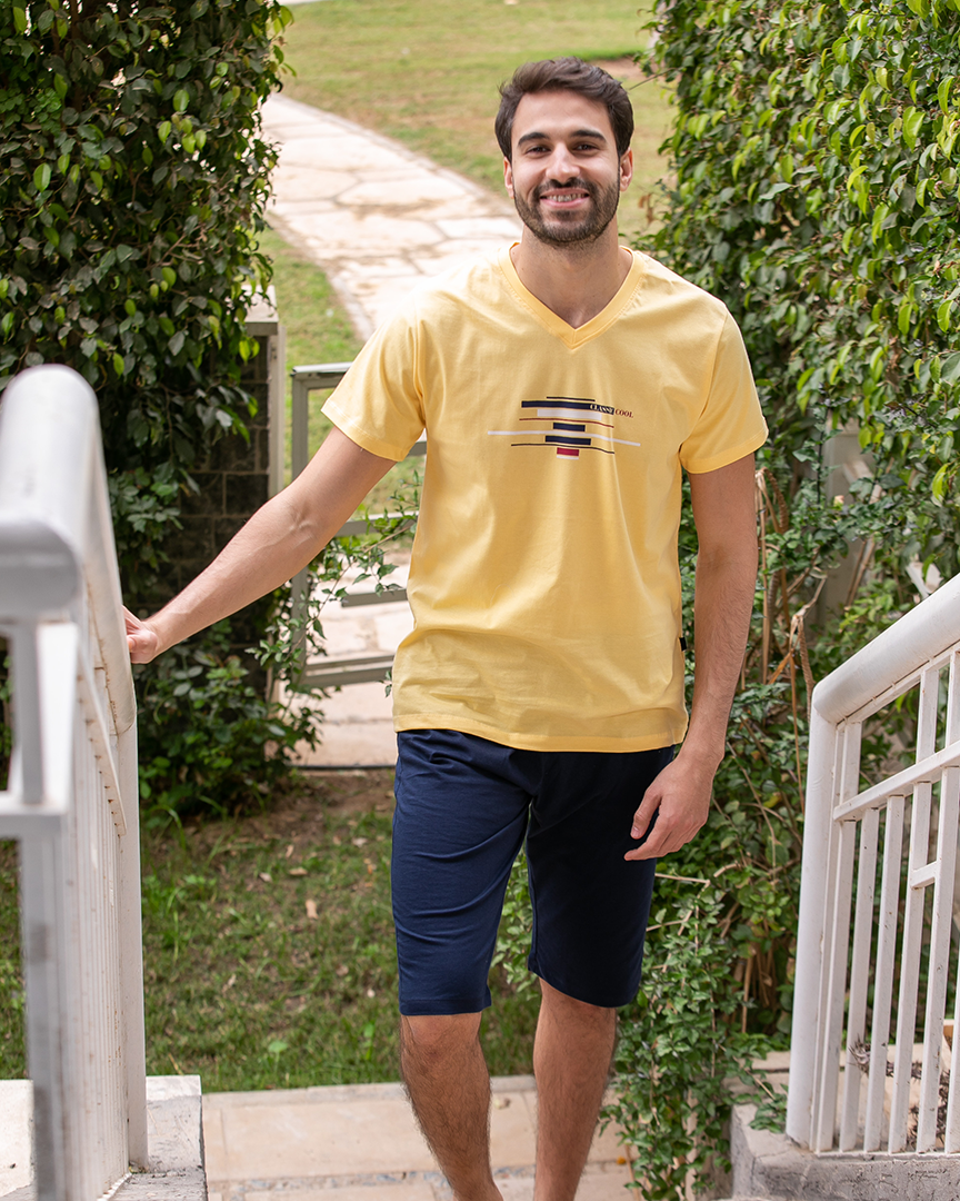 Classic بيجامه رجالي نص كم بنتاكور