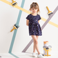 Half sleeve girls' dress with stars print