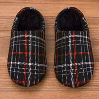 Black check slippers for men