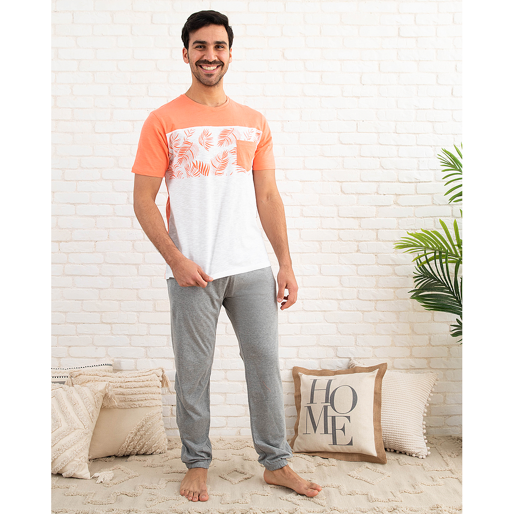 Orange off-white men's pajamas
