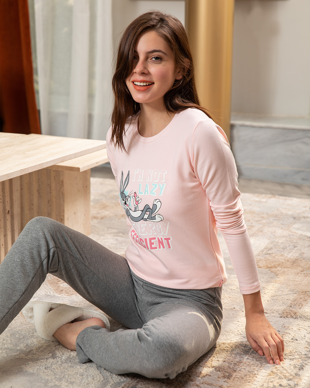 I'm not lazy Bugs Bunny بيجامة حريمي