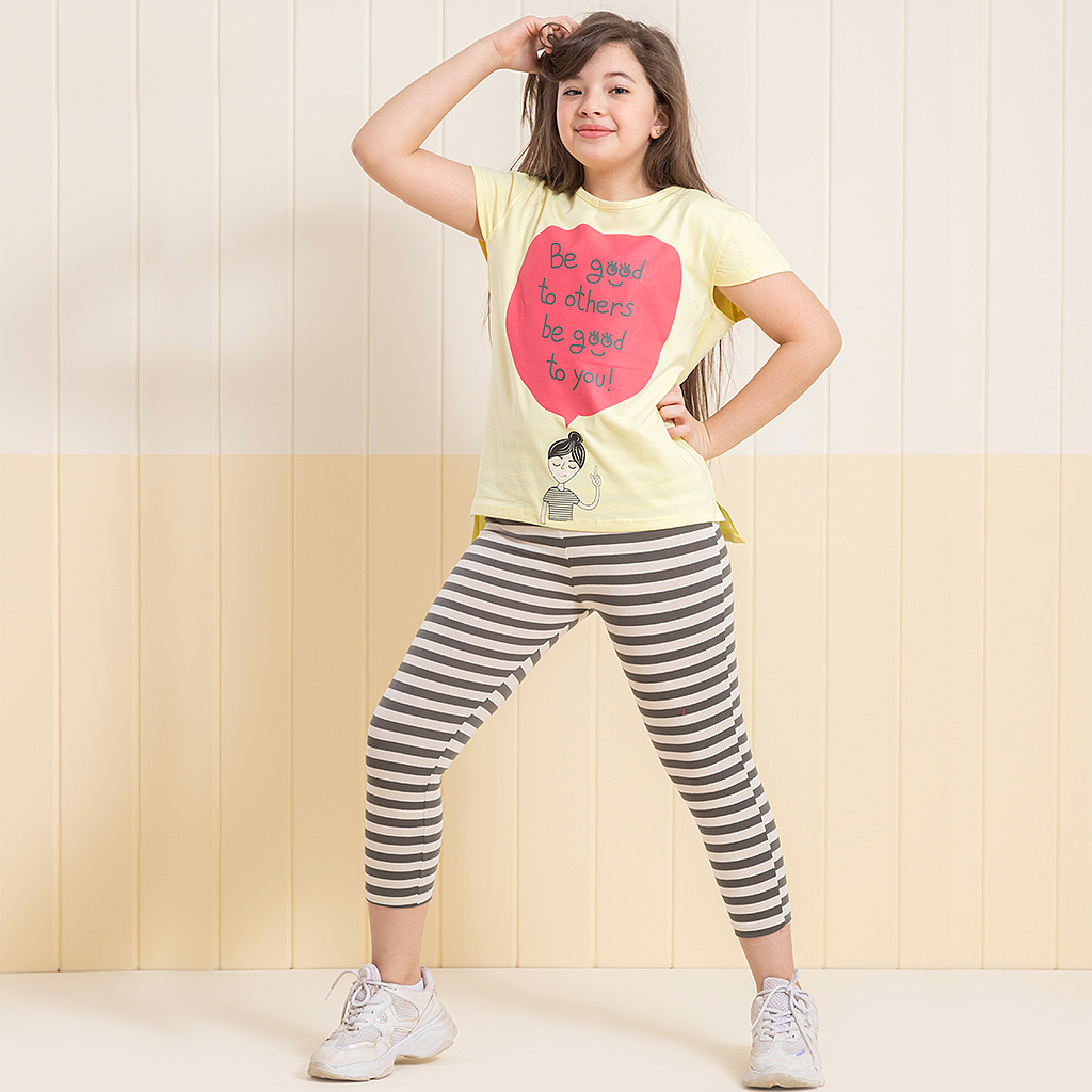 Be good Girls' pajamas, half sleeves, and striped pants