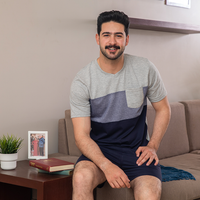 Men's pajamas with a pocket, plain shorts