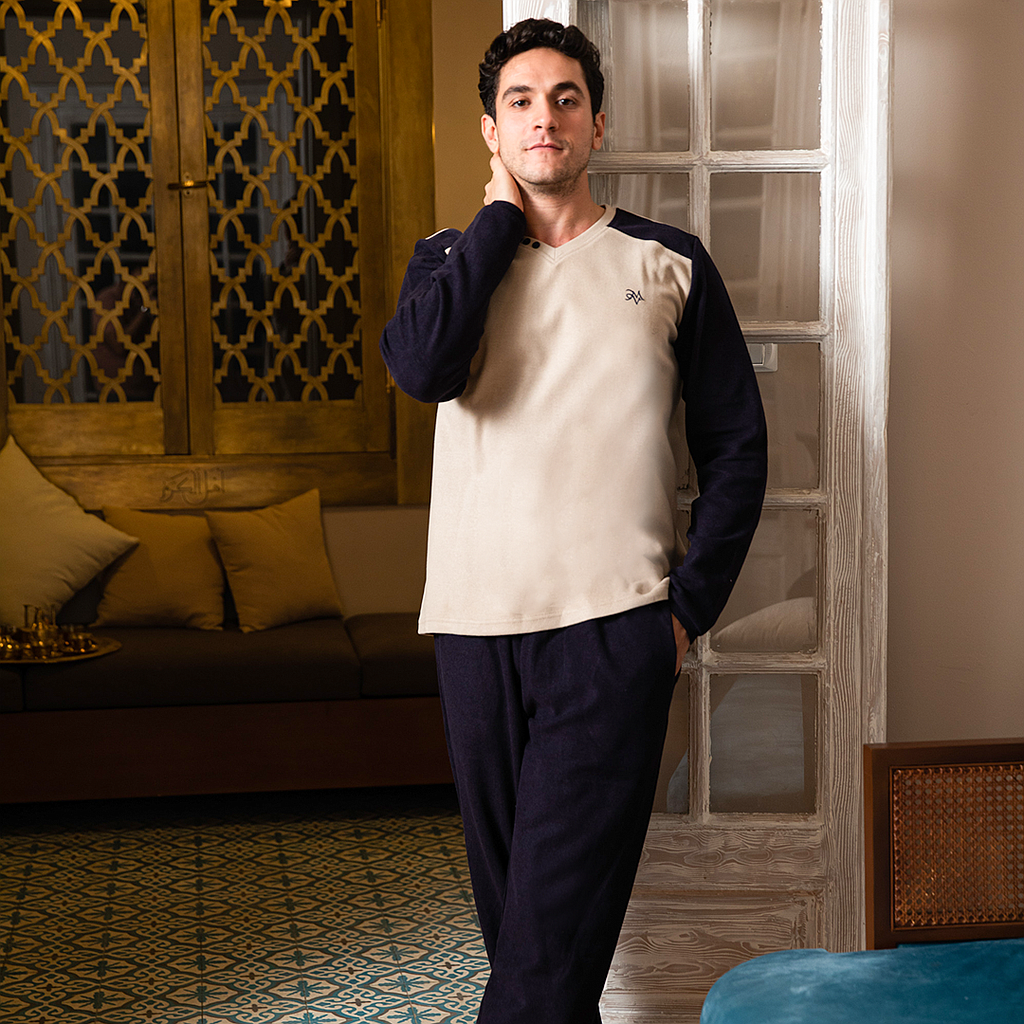 V Plain cashmere men's pajamas 