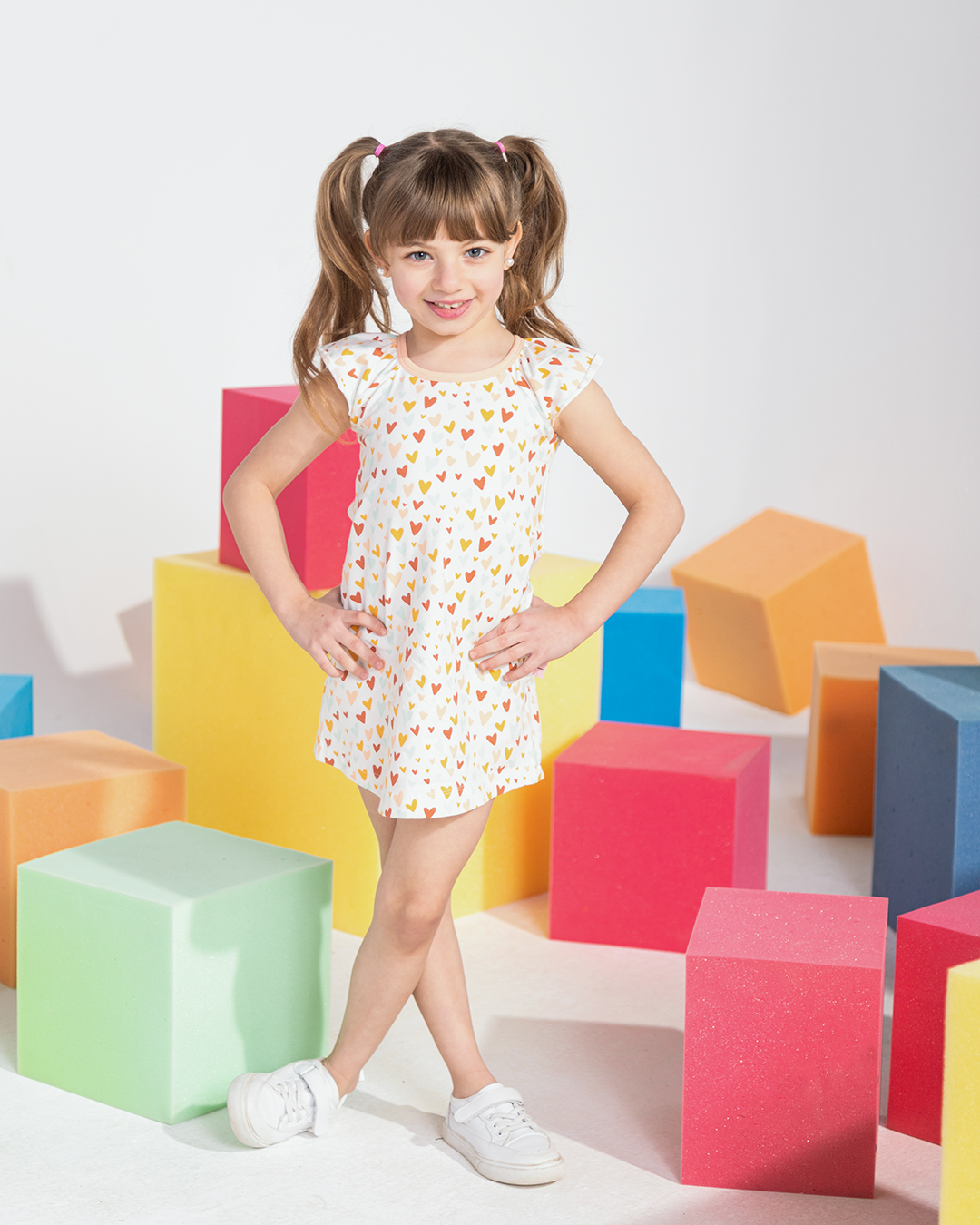 Hearts Girls' Nightshirt with Printed Belt