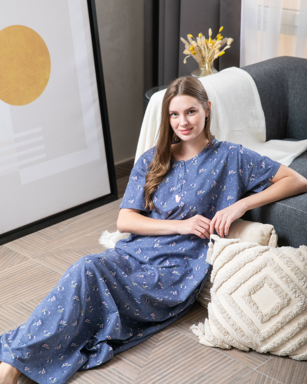 Women's shirt, half sleeves, rotary, branches