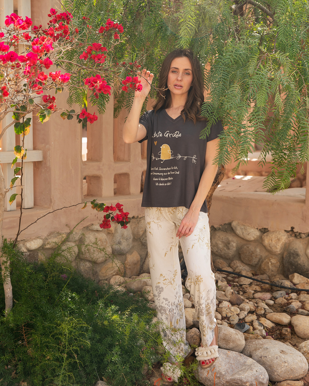 Women's pajamas, seven birds, pants