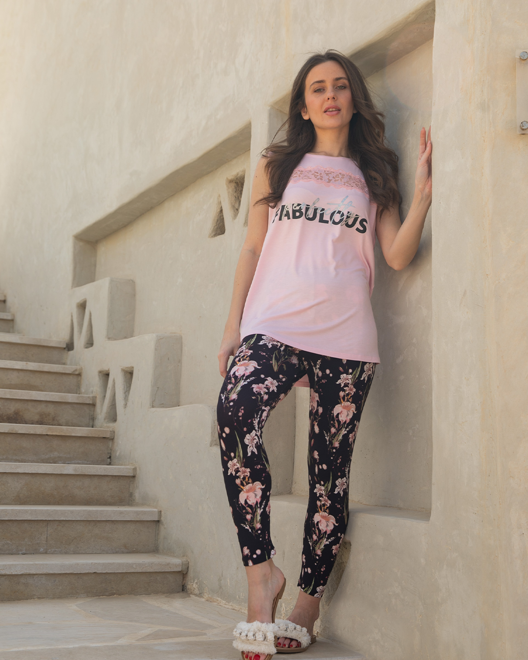 FABULOUS بيجامه حريمي كت دانتيل