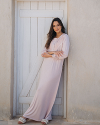 جلابيه حريمي كم ساده سفره دانتيل ستان